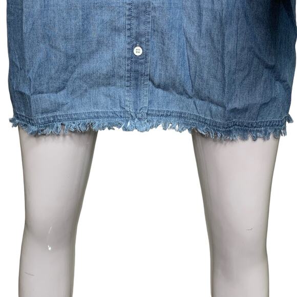 Garnet Hill NWOT Chambray Collared Shirt Dress Long Sleeve Button Down Size 2 - Picture 9 of 12